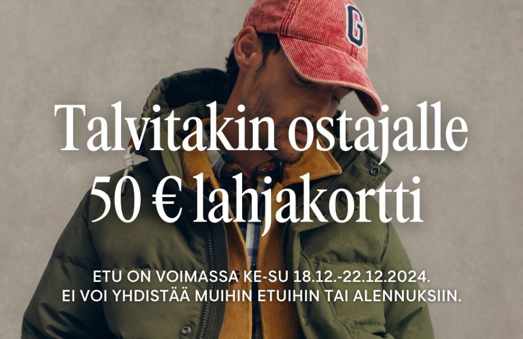 Kuva joulukalenterin talvitakkiedusta. 